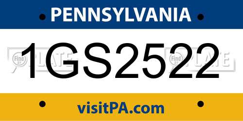 1GS2522 Pennsylvania License Plate