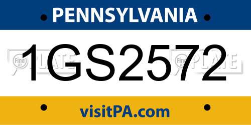 1GS2572 Pennsylvania License Plate