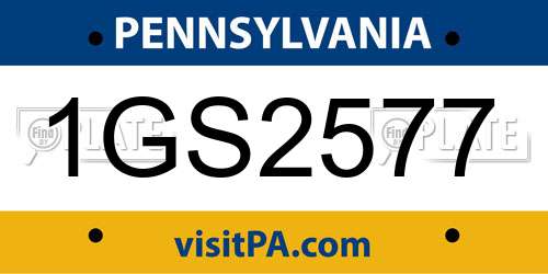 1GS2577 Pennsylvania License Plate