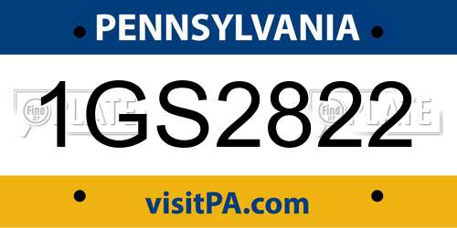 1GS2822 Pennsylvania License Plate