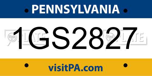 1GS2827 Pennsylvania License Plate