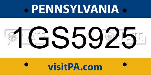 1GS5925 Pennsylvania License Plate