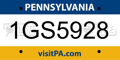 1GS5928 Pennsylvania License Plate
