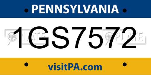 1GS7572 Pennsylvania License Plate