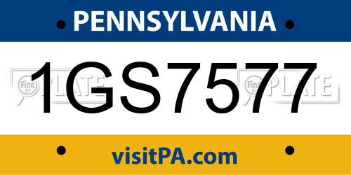 1GS7577 Pennsylvania License Plate