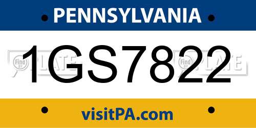 1GS7822 Pennsylvania License Plate
