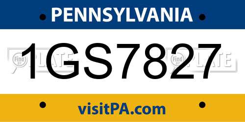 1GS7827 Pennsylvania License Plate