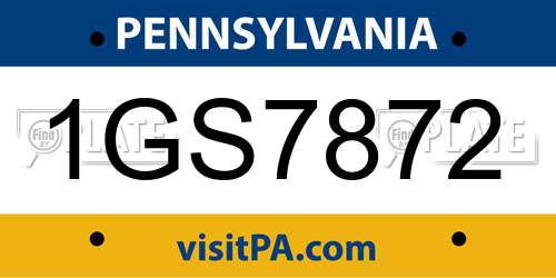 1GS7872 Pennsylvania License Plate