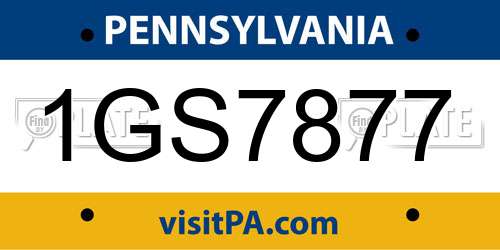 1GS7877 Pennsylvania License Plate