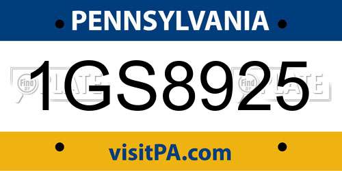 1GS8925 Pennsylvania License Plate