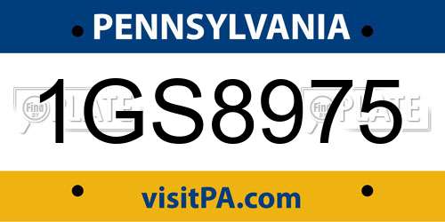 1GS8975 Pennsylvania License Plate
