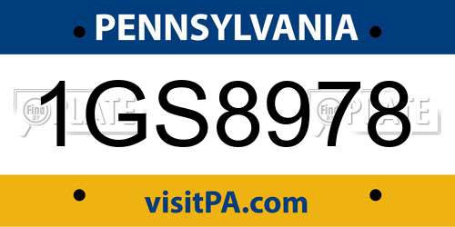 1GS8978 Pennsylvania License Plate