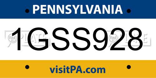1GSS928 Pennsylvania License Plate