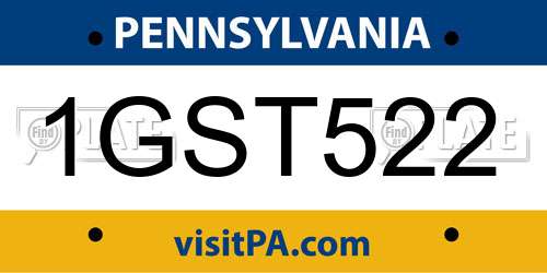 1GST522 Pennsylvania License Plate