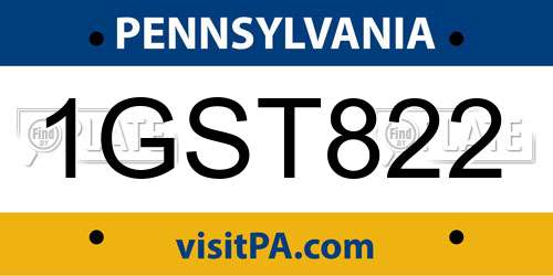 1GST822 Pennsylvania License Plate