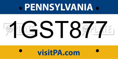1GST877 Pennsylvania License Plate