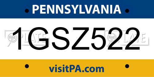 1GSZ522 Pennsylvania License Plate