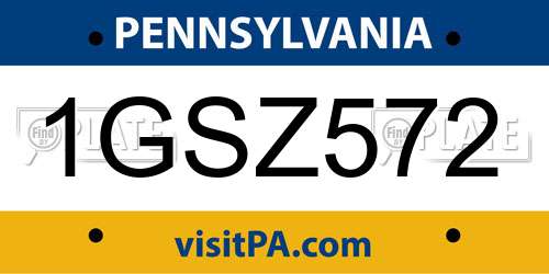1GSZ572 Pennsylvania License Plate