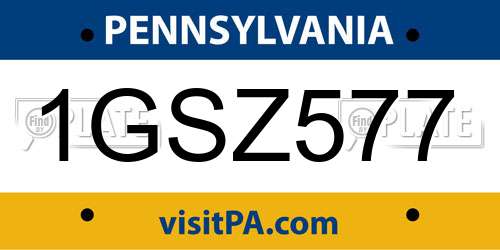 1GSZ577 Pennsylvania License Plate