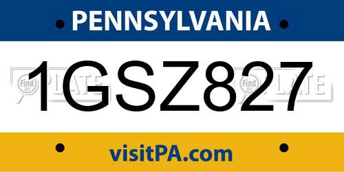 1GSZ827 Pennsylvania License Plate
