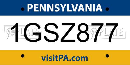1GSZ877 Pennsylvania License Plate