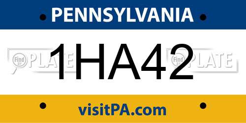 1HA42 Pennsylvania License Plate