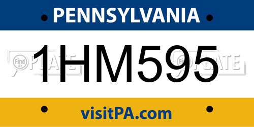 1HM595 Pennsylvania License Plate