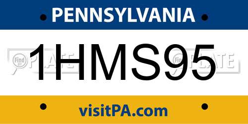 1HMS95 Pennsylvania License Plate