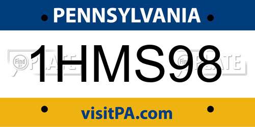 1HMS98 Pennsylvania License Plate