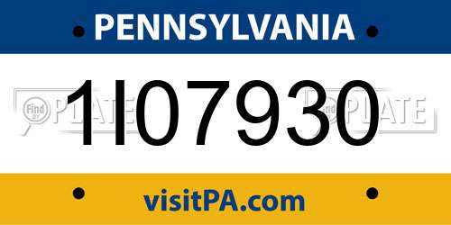 1I07930 Pennsylvania License Plate