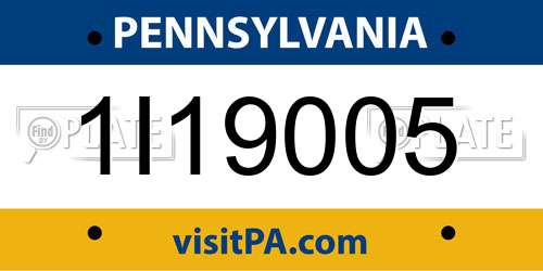 1I19005 Pennsylvania License Plate