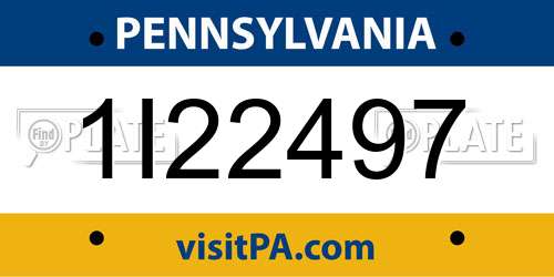 1I22497 Pennsylvania License Plate