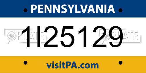1I25129 Pennsylvania License Plate