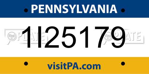 1I25179 Pennsylvania License Plate