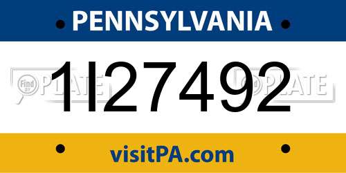 1I27492 Pennsylvania License Plate