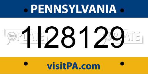 1I28129 Pennsylvania License Plate