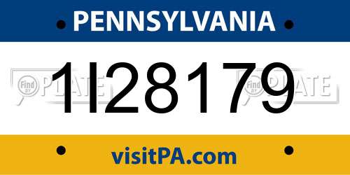 1I28179 Pennsylvania License Plate
