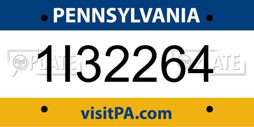 1I32264 Pennsylvania License Plate