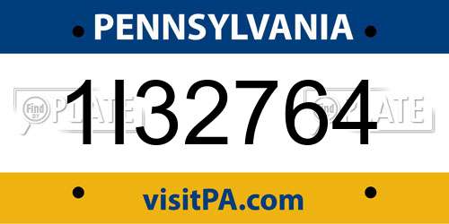 1I32764 Pennsylvania License Plate