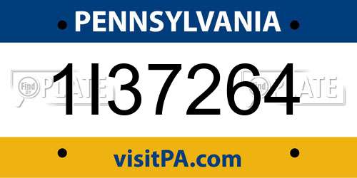 1I37264 Pennsylvania License Plate