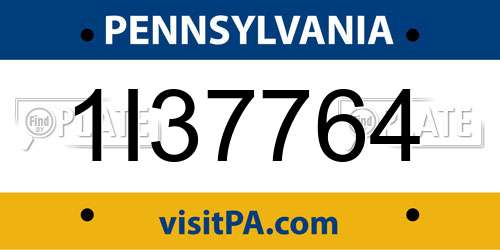1I37764 Pennsylvania License Plate