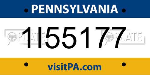 1I55177 Pennsylvania License Plate