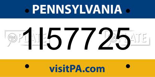 1I57725 Pennsylvania License Plate