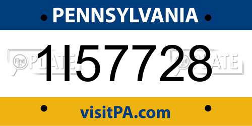 1I57728 Pennsylvania License Plate