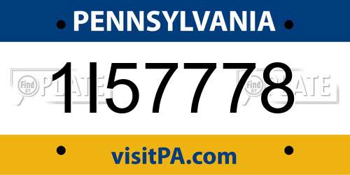 1I57778 Pennsylvania License Plate