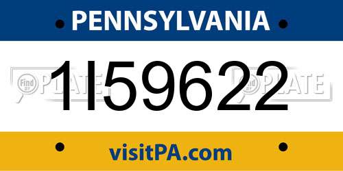1I59622 Pennsylvania License Plate