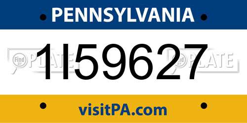 1I59627 Pennsylvania License Plate