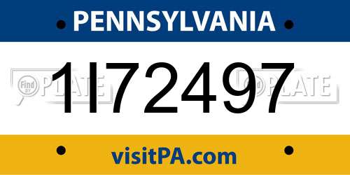 1I72497 Pennsylvania License Plate