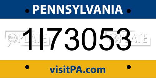 1I73053 Pennsylvania License Plate