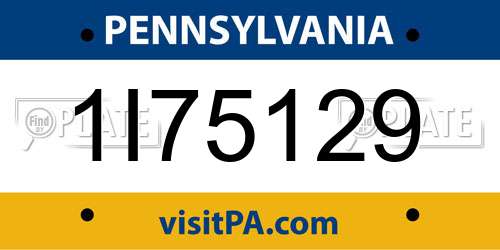 1I75129 Pennsylvania License Plate